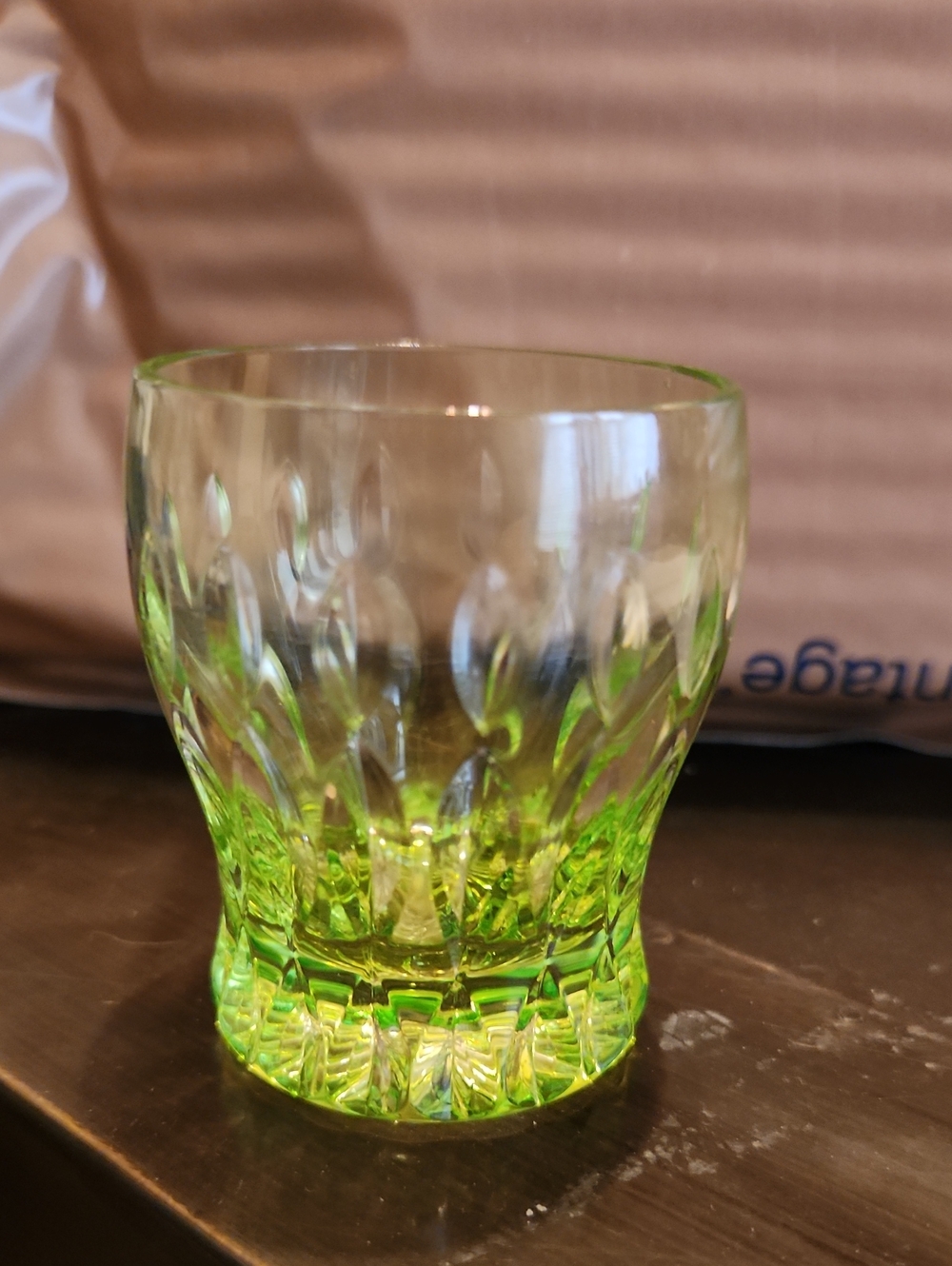 Faberge' -Na Zdorovye Light Green Shot Glass . Crystal!